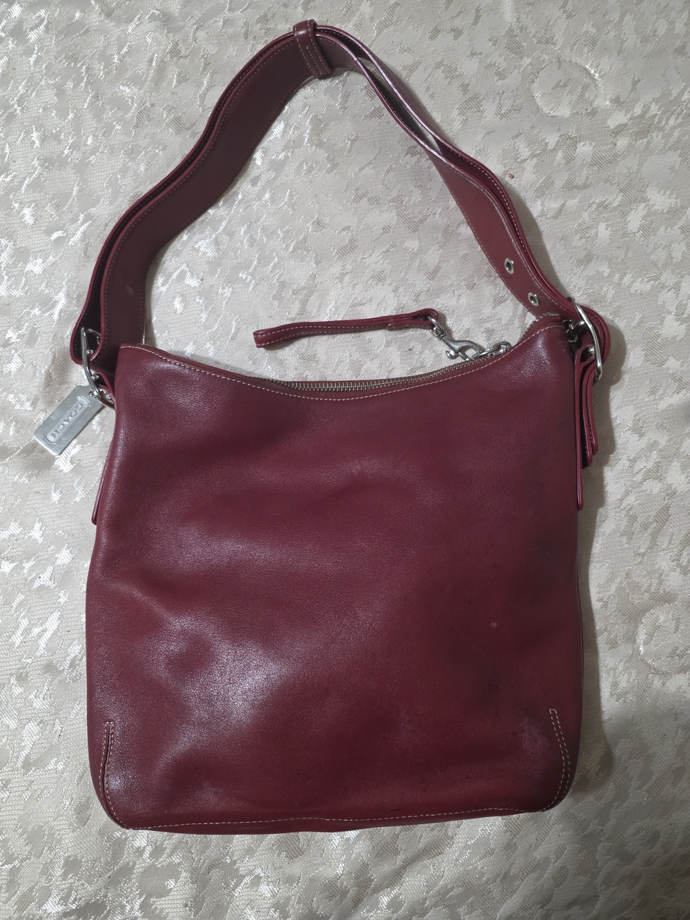 Coach Leather Shoulder Bag in Burgundy